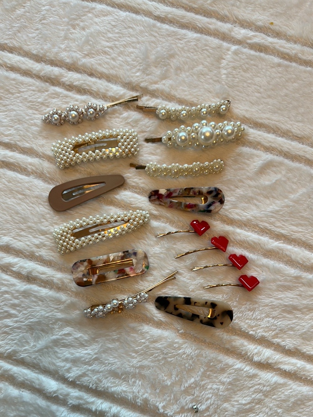 Pearl and Tortoiseshell Women's Hair Clip Set - 12 Piece